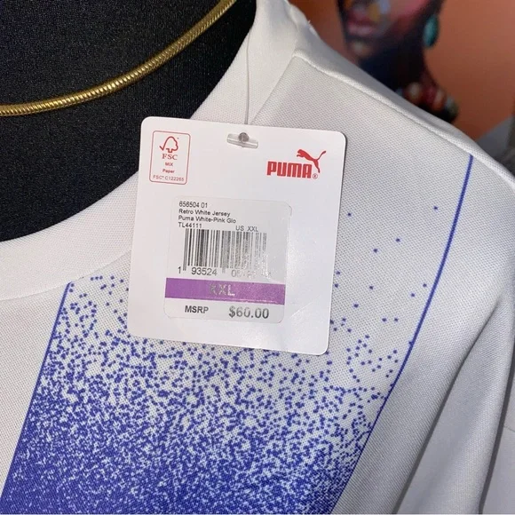 PUMA Size XXL Men's Retro White Pink Jersey - Picture 3 of 4